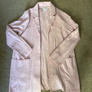 JCrew Light Pink Blazer Style Cardigan 100% Cotton SIZE MEDIUM